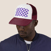 Casquette Affichage de drapeau À damiers course violet perso (En situation)