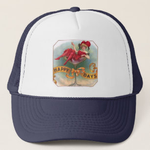 Casquette Affiche Femme Vintage dans un Verre à Champagne :