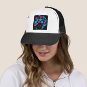 Casquette Afro Diva Turquoise & Rose Chaud (En situation)