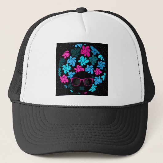 Casquette Afro Diva Turquoise & Rose Chaud (Devant)