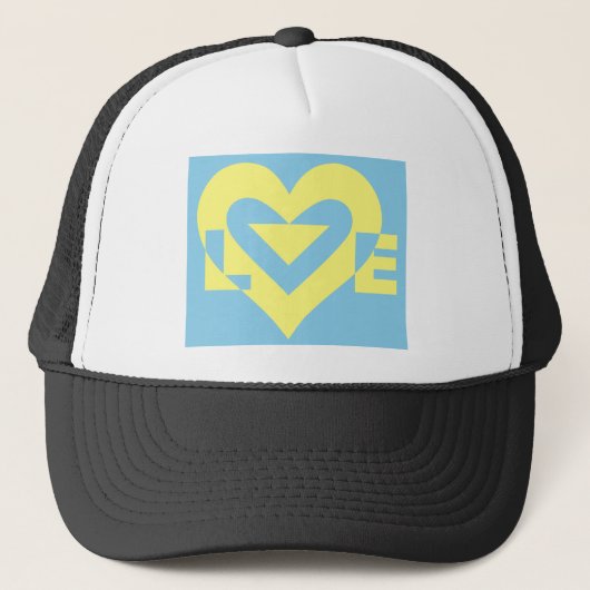 Casquette Aimer jaune sur bleu (Devant)