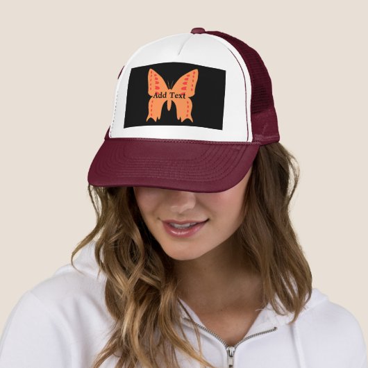 Casquette Ajouter Texte Papillon Orange Imprimé Beau-Cap (En situation)