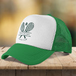 Casquette Ajouter Votre Nom Club Tennis Icons Vert<br><div class="desc">Customisez facilement ce casquette en ajoutant votre nom de club ou de société en cliquant sur le bouton "Personnaliser". Vous pouvez modifier l'arrière - plan, la couleur de police, etc. en cliquant sur "Modifier avec l'outil de conception". Parfait pour tout club, entreprise ou société scolaire. Commandez autant ou moins que...</div>