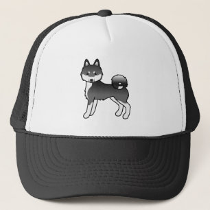 Casquette Alaskan Klee Kai noir et blanc Chien de dessin ani
