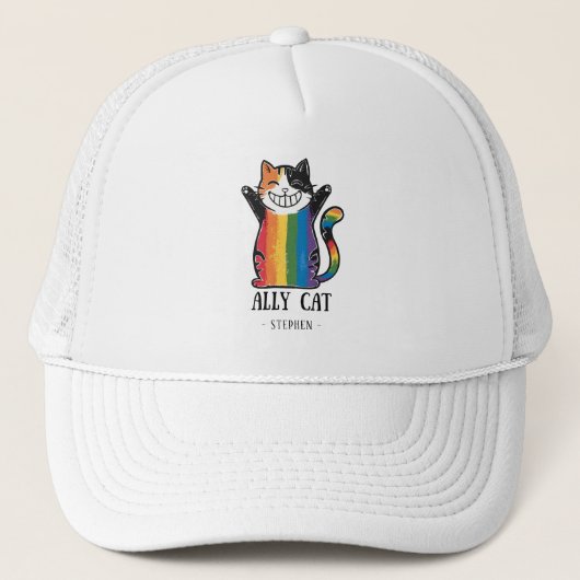Casquette Ally Cat - Rainbow Cat LGBTQ Pride (2) (Devant)