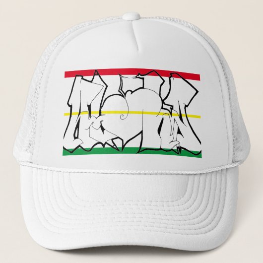 Casquette Aloha 24 Rasta Trucker Chapeau Blanc (Devant)