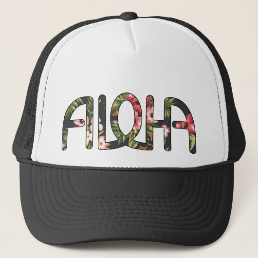 Casquette Aloha noir tropical (Devant)
