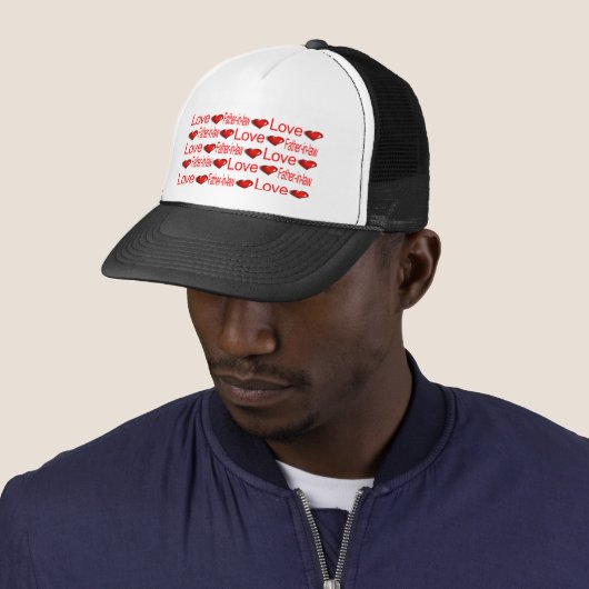Casquette Amour Père en Droit Coeurs rouges Chapeau Trucker (En situation)