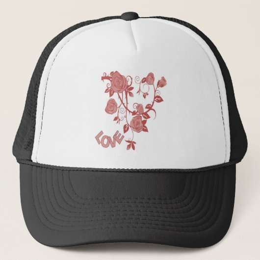 Casquette Amour rose floral (Devant)