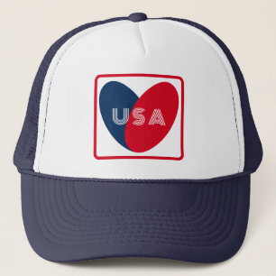 Casquette Amour USA Patriotique Rouge Bleu Bleu Simple Coeur