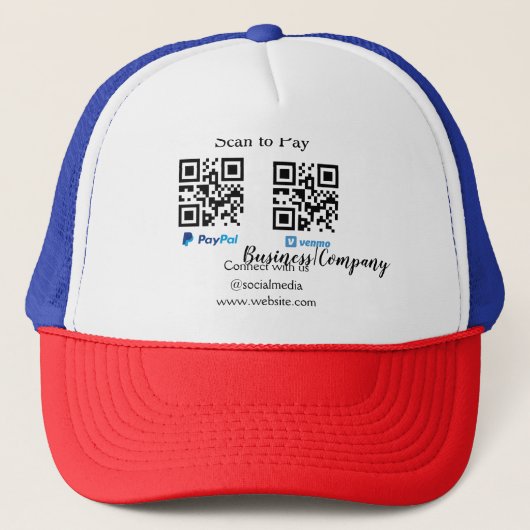 Casquette Analyser pour payer q r code paypal venmo ajouter  (Devant)