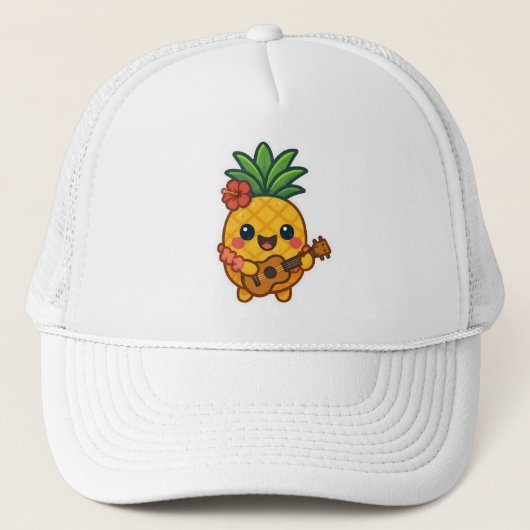 Casquette Ananas souriant Kawaii - Tropical (Devant)