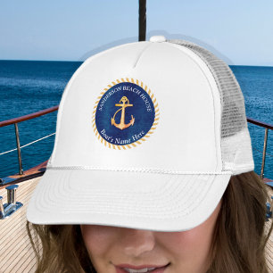 Casquette Ancre Bleu Bleu Bleu de la marine nautique Monogra