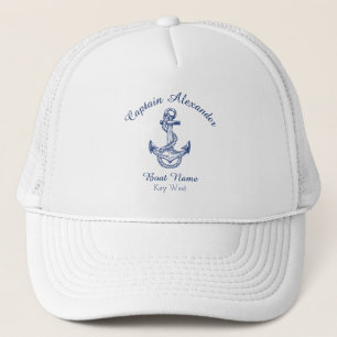 Casquette Ancre Bleue de la Marine Nautique Tr Monogrammé