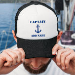 Casquette Ancre bleue Nom du capitaine Ajouter un nom ou un<br><div class="desc">Marine Ancre bleue Capitaine Ajouter un nom ou un nom de bateau Casquette</div>