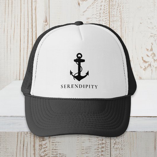Casquette Ancre de bateau classique Monogramme noir