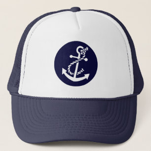 Casquette Ancre de bateau nautique bleu marine et blanc