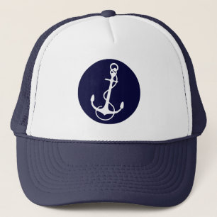 Casquette Ancre de bateau nautique bleu marine et blanc 2