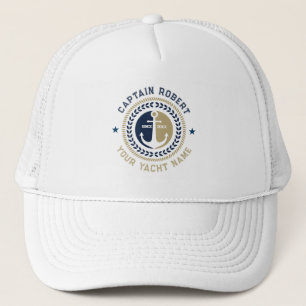 Casquette Ancre de bateau nautique bleue et or