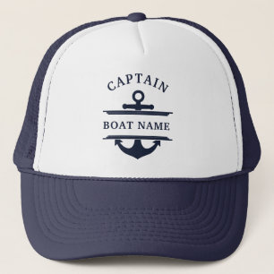 Casquette Ancre de nom de bateau du capitaine nautique perso