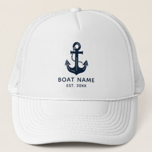 Casquette Ancre de nom de bateau nautique personnalisé