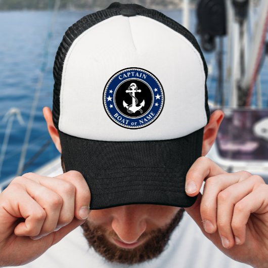 Casquette Ancre nautique et corde Nom du capitaine ou bateau