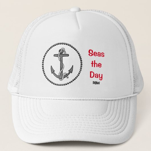 Casquette Ancre personnalisée "Seas the Day" (Devant)