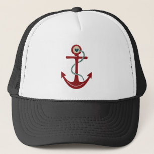 Casquette Ancre rouge de bateau avec le coeur