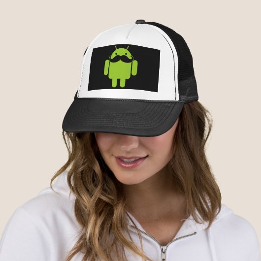 Casquette Android Robot Icon Mustache sur noir (En situation)