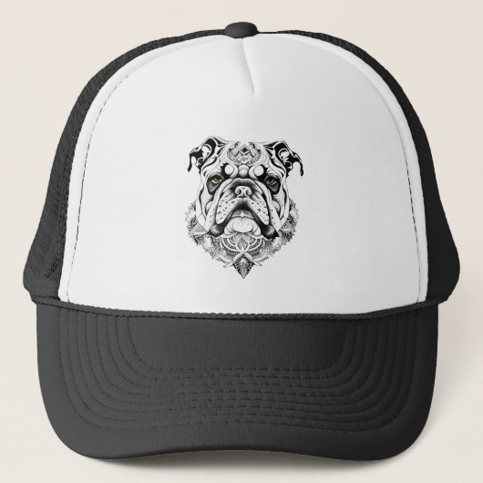 Casquette Anglais Bulldog Animaux de compagnie Nature Illust (Devant)