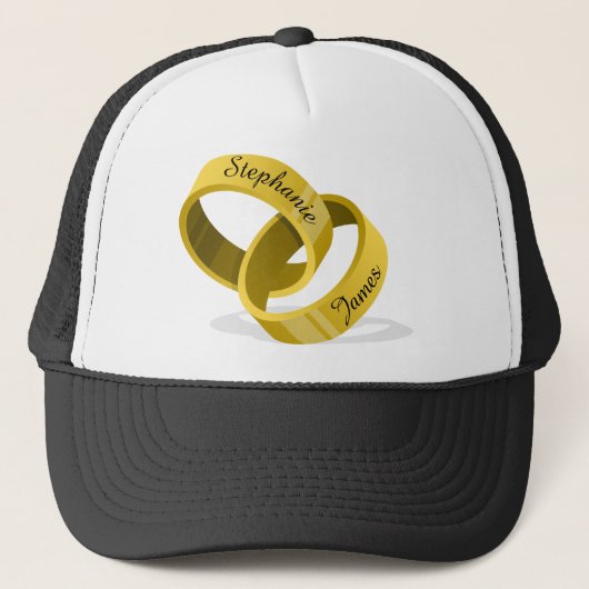 Casquette Anneaux de mariage de verrouillage - noms faits (Devant)