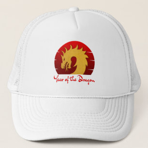 CASQUETTE ANNÉE DU DRAGON OR ROUGE