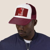 Casquette Année du Dragon rouge blanc (En situation)