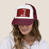 Casquette Année du Dragon rouge blanc (En situation)