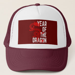 Casquette Année du Dragon rouge blanc