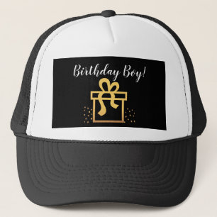 Casquette Anniversaire Boy Black and Gold Faux Foil