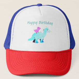 Casquette annonce d'anniversaire de dinosaure à l'aquarelle