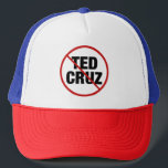 Casquette Anti Ted Cruz<br><div class="desc">Les démocrates s'unissent contre Ted Cruz. Une grève rouge et un cercle autour du nom de Ted Cruz sur un casquette politique pour un démocrate texan libéral.</div>