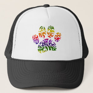 Casquette Aquarelle arc-en-ciel Tribal Chien Paw Tattoo Impr