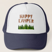 Aquarelle Bois Joyeux Camper Pine Trees 