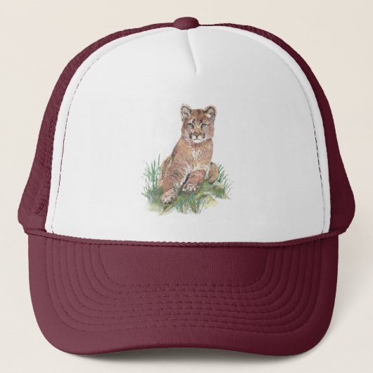 Casquette Aquarelle Cougar Mountain Lion Nature (Devant)