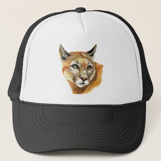 Casquette Aquarelle Cougar Puma Animal Nature Art (Devant)