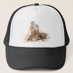 Casquette Aquarelle Cute Sceau Art de famille animal