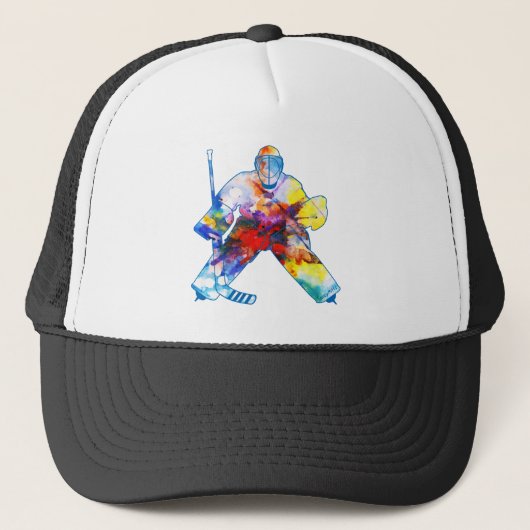 Casquette Aquarelle de hockey Goalie (Devant)