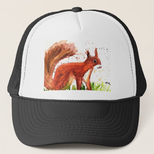Casquette Aquarelle écureuil bois animaux forêt rustique (Devant)
