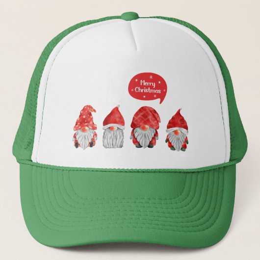 Casquette Aquarelle Festive Gnomes : Joyeux Noël (Devant)