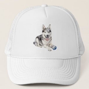 Casquette Aquarelle Husky Chien