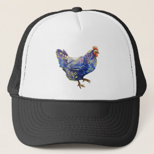 Casquette Aquarelle jaune bleue de poulet peignant