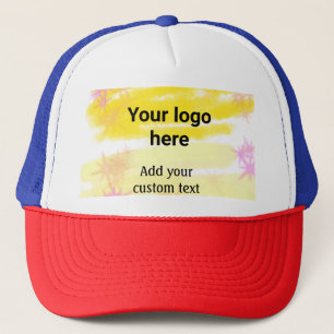 Casquette Aquarelle jaune simple ajoutez votre logo texte pe