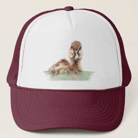 Casquette Aquarelle mignonne Petit Grumpy Duckkling Bird (Devant)
